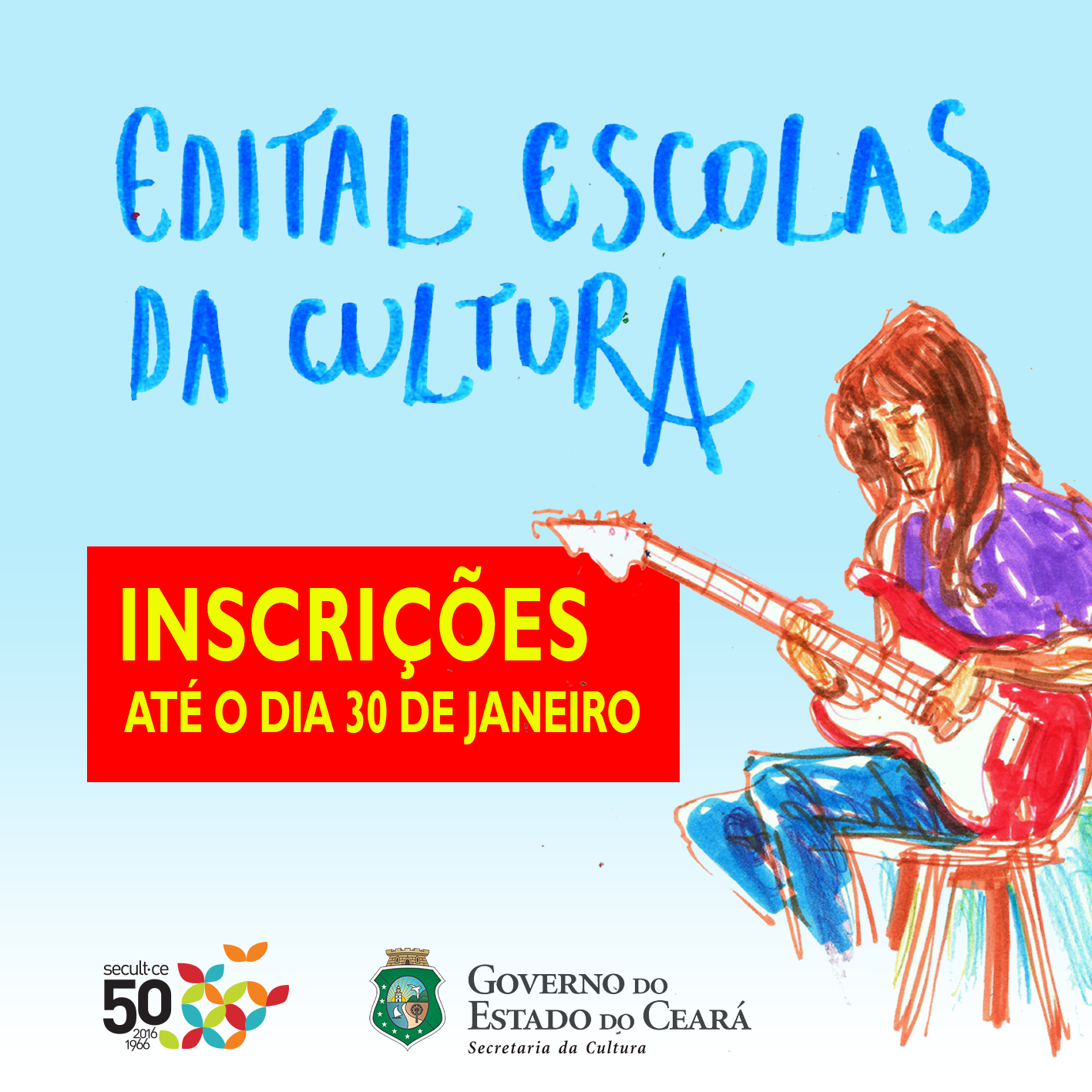 Edital Escolas da Cultura, da Secult: última semana para inscrições