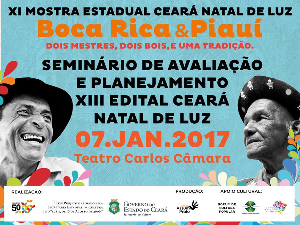 Inscrições estão abertas para o Seminário de Avaliação e Planejamento do XI Edital Ceará Natal de Luz, que acontece neste sábado, 7/1