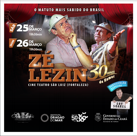 Cineteatro São Luiz é a casa do humor neste final de semana: Humor Solidário com Raimundinha na sexta-feira e Zé Lezin sábado e domingo