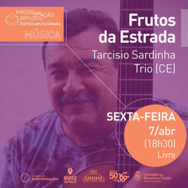 Comemorando 40 anos de carreira, o multi-instrumentista Tarcísio Sardinha apresenta nesta sexta-feira, 7/4, às 18h30, o show “Frutos da Estrada”, no Teatro Carlos Câmara