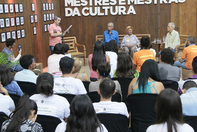 Mestres da cultura Espedito Seleiro e Pedro Balaieiro participaram da Roda de Saberes com Mestres e Mestras da Cultura
