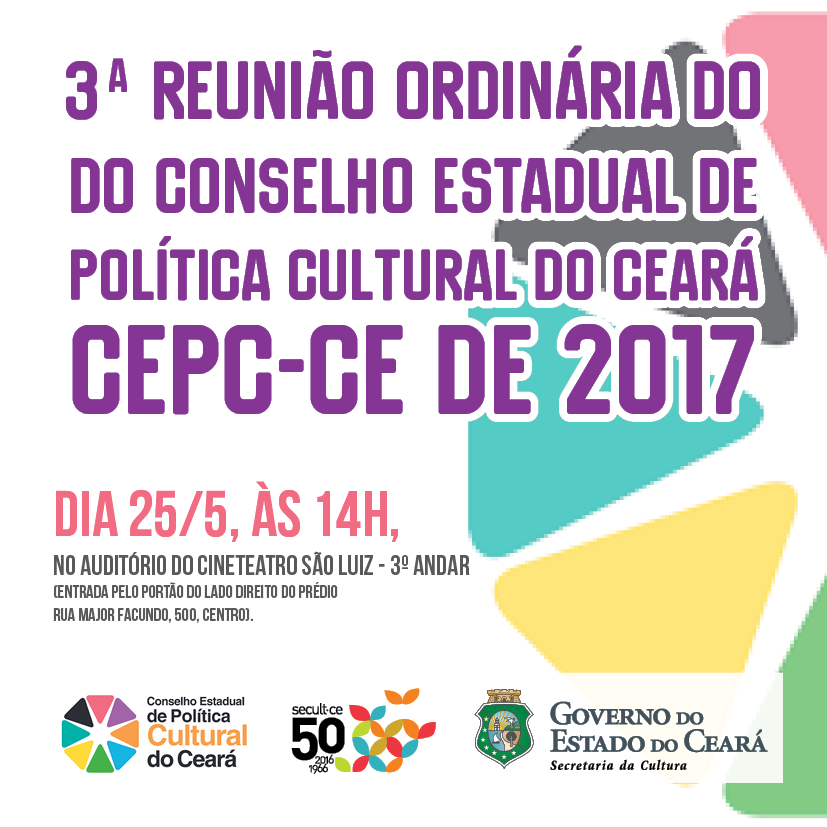 Conselho Estadual de Política Cultural se reúne nesta quinta-feira, 25/5, às 14h, no auditório do Cineteatro São Luiz