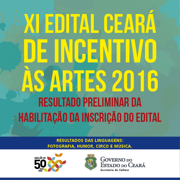 XI Edital de Incentivo às Artes: Secult divulga o resultado preliminar da habilitação da inscrição dos projetos de fotografia, humor, circo e música