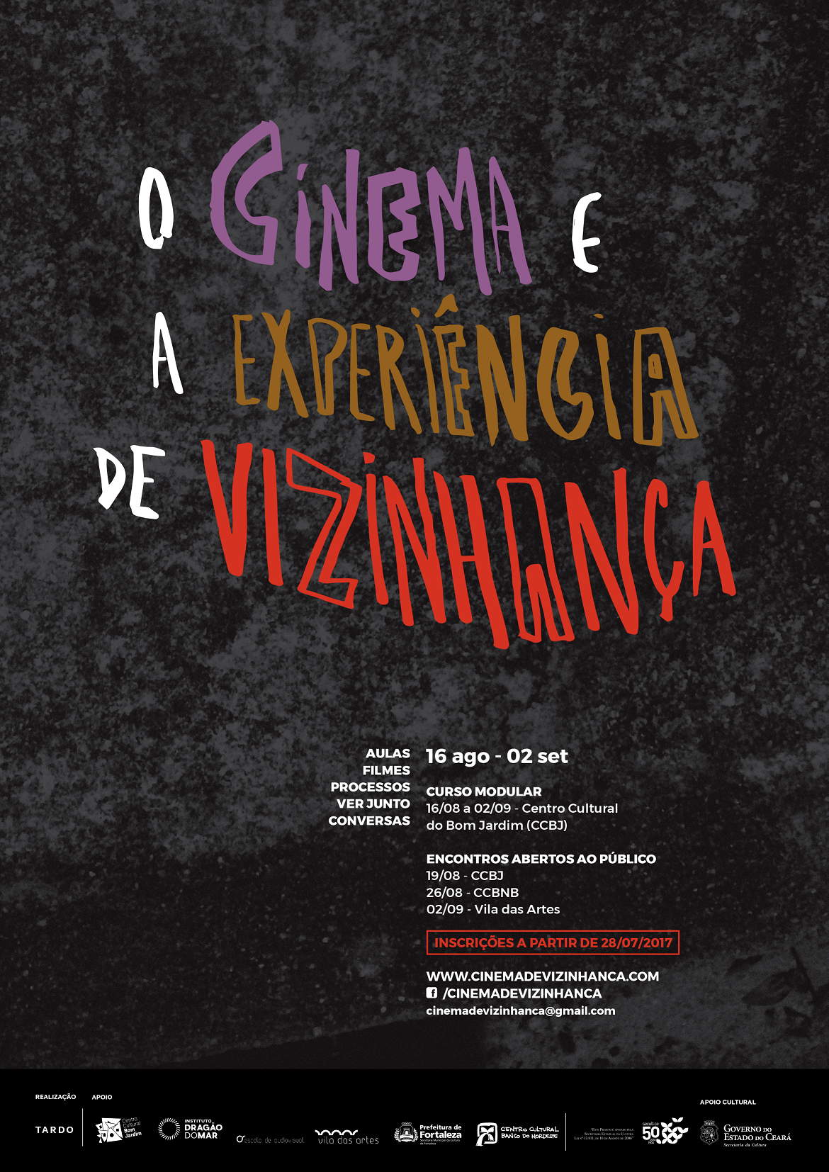 Apoiado pela Secult, curso promove discussões sobre cinema, cidade e vizinhança
