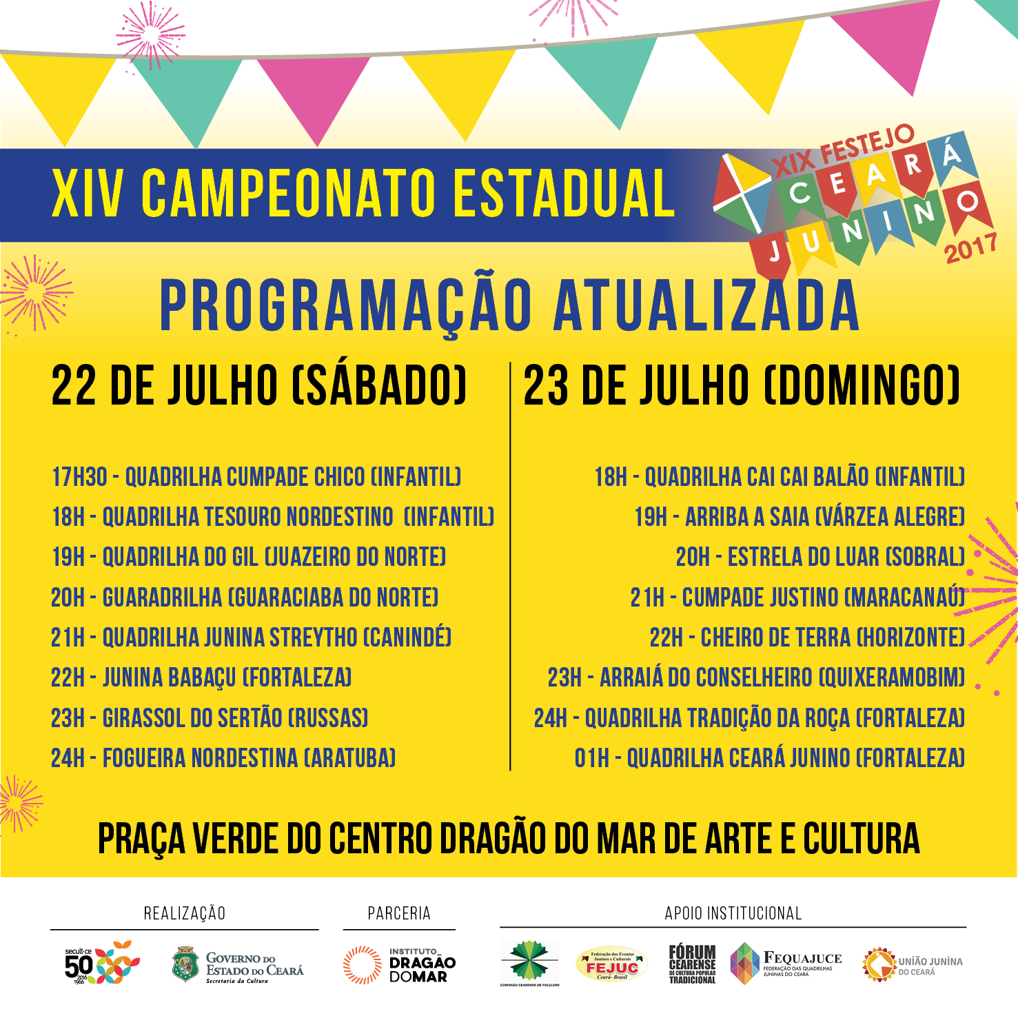 Secult divulga nova programação do Campeonato Estadual dos Festejos do Ceará Junino 2017