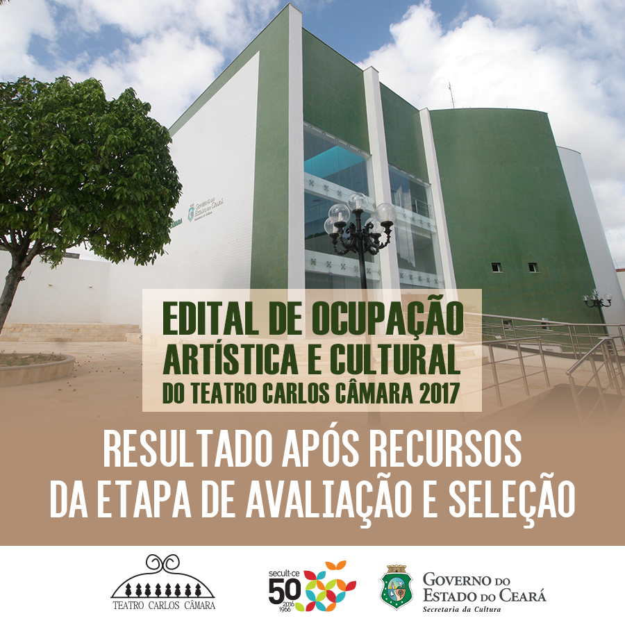 Edital de Ocupação do Teatro Carlos Câmara 2017 : Secult divulga o Resultado da Avaliação e Seleção da Proposta após Recursos