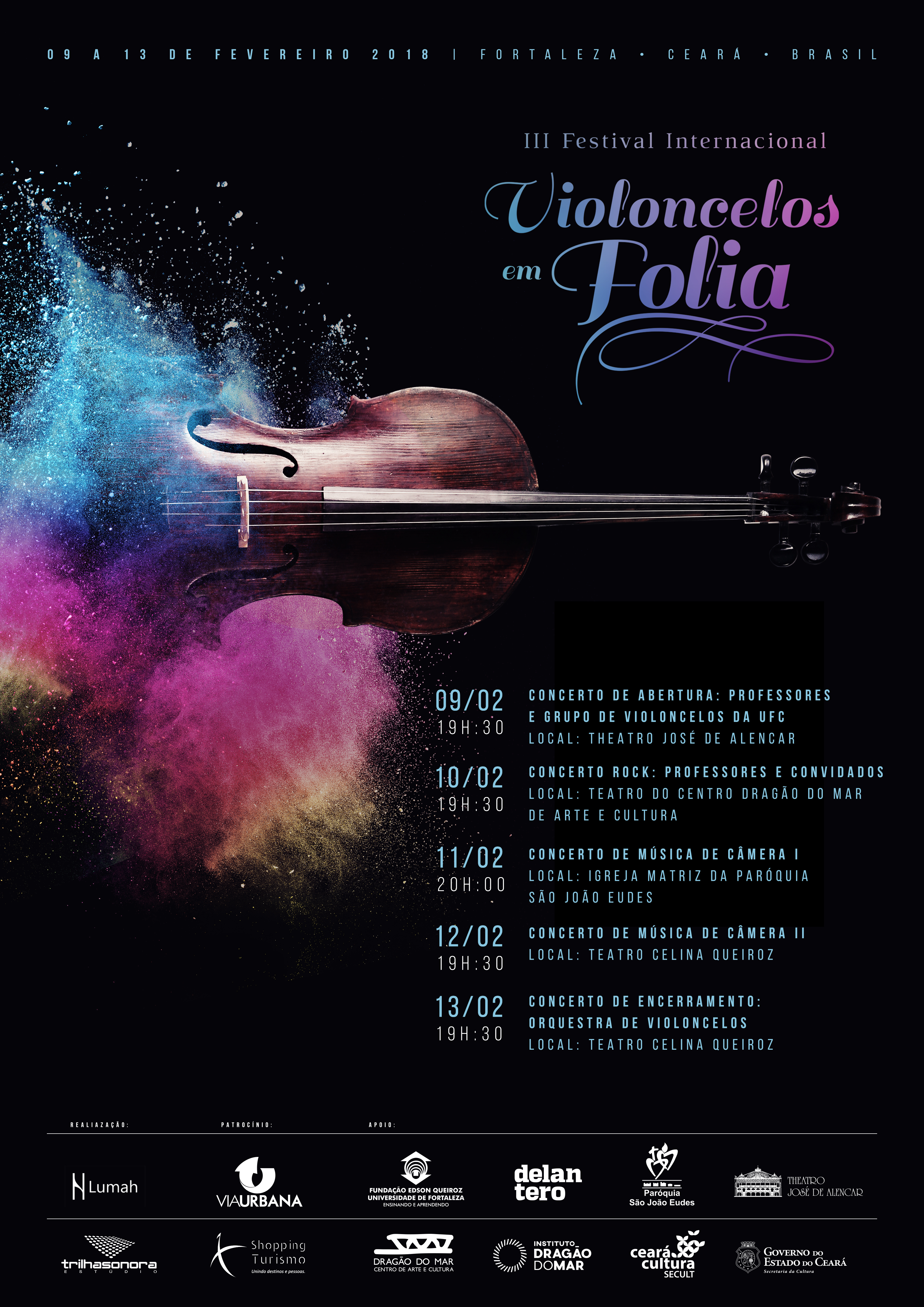 Carnaval de 2018 terá Festival de Violoncelos em Fortaleza, com apoio da Secult