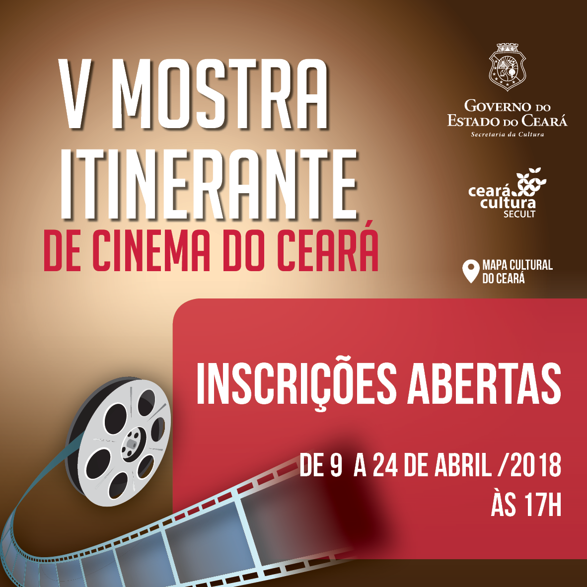 Inscrições abertas para Edital de seleção de entidade parceira para realizar a V Mostra Itinerante de Cinema do Ceará