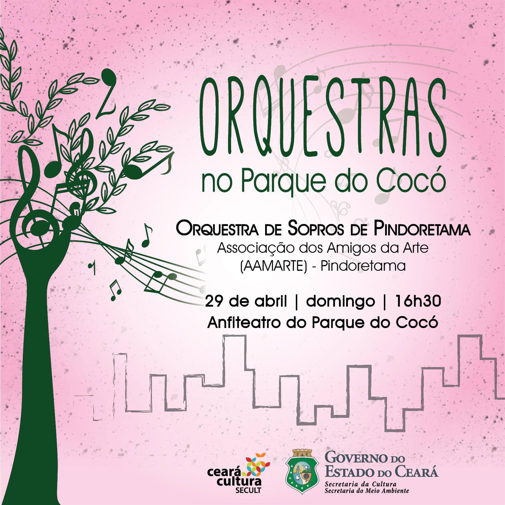 ORQUESTRAS NO PARQUE: Sema e Secult trazem uma nova opção cultural para este domingo, 29/4, às 16h30, no Parque do Cocó