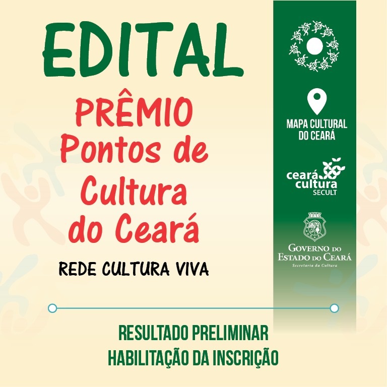 Prêmio Pontos de Cultura do Ceará – Rede Cultura Viva: Secult divulga o resultado preliminar da Habilitação da Inscrição