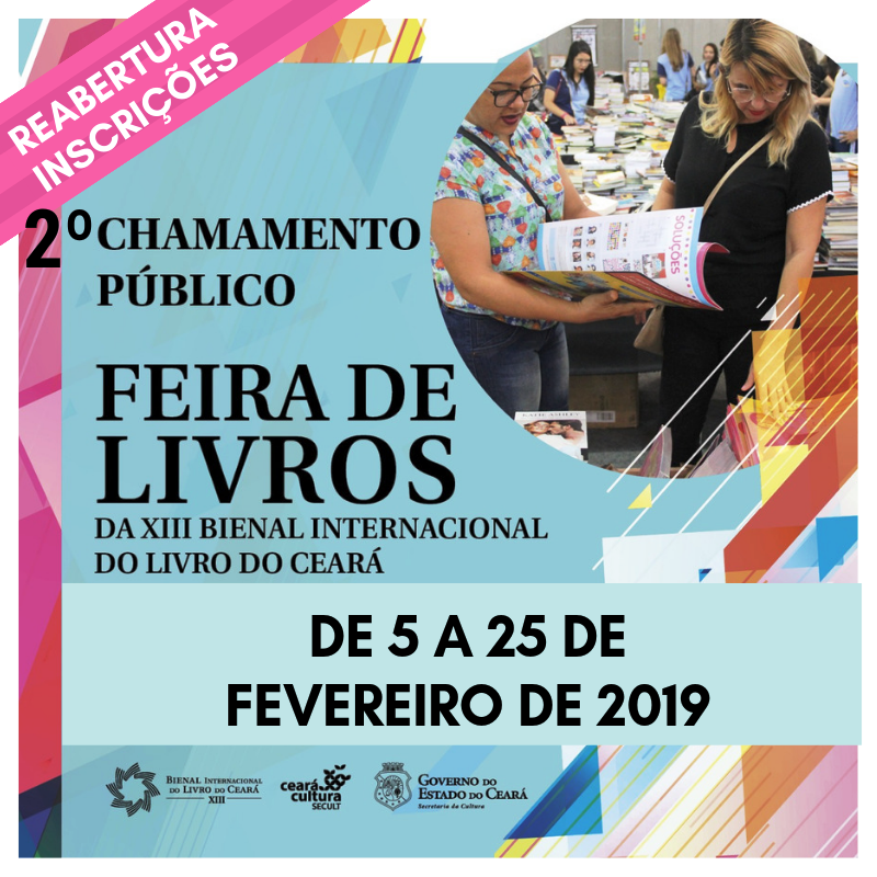 Secult reabre inscrições do Chamamento Público para a realização da Feira de Livros da XIII Bienal Internacional do Livro do Ceará