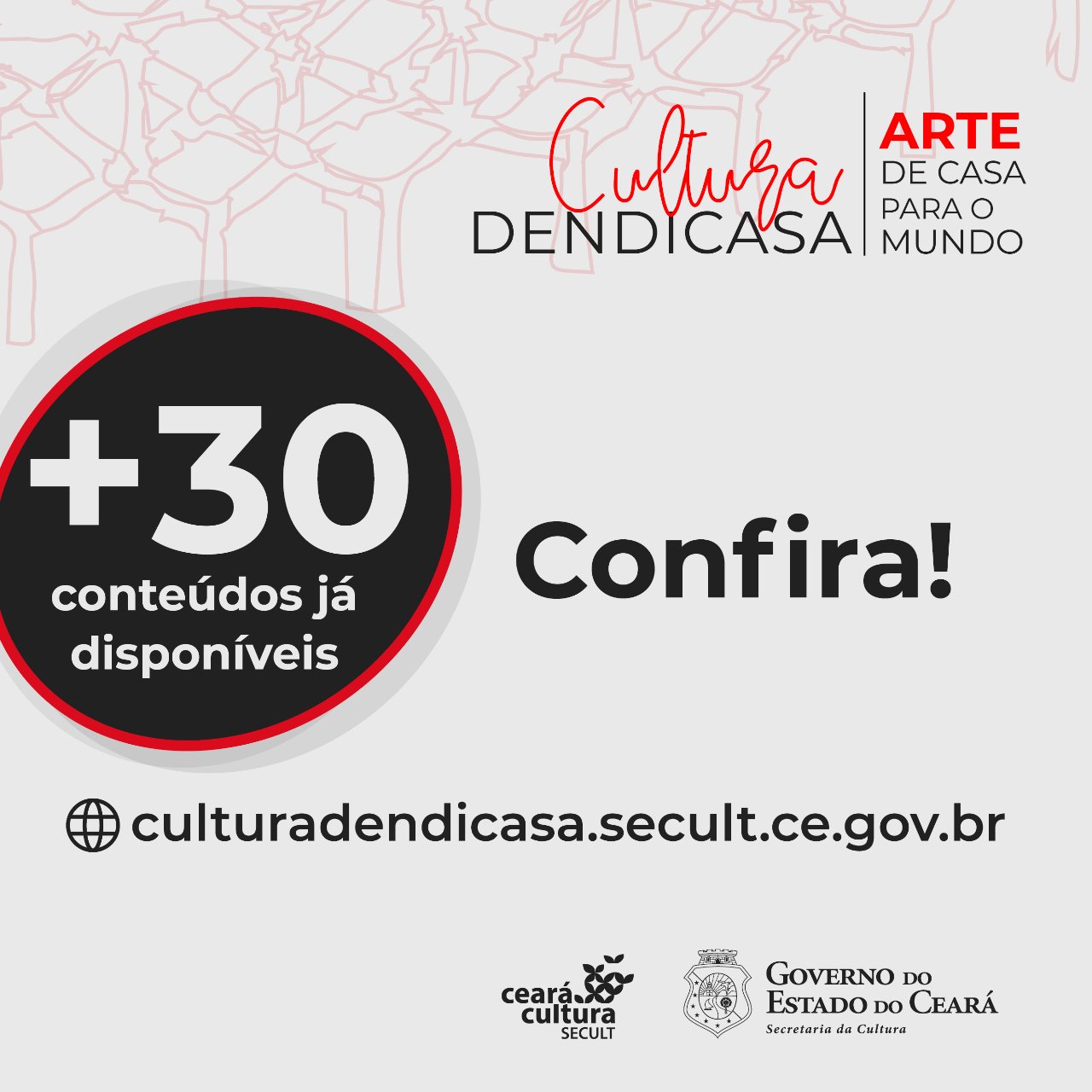 Cultura Dendicasa: Secult disponibiliza mais 30 conteúdos culturais nesta sexta, 29/5