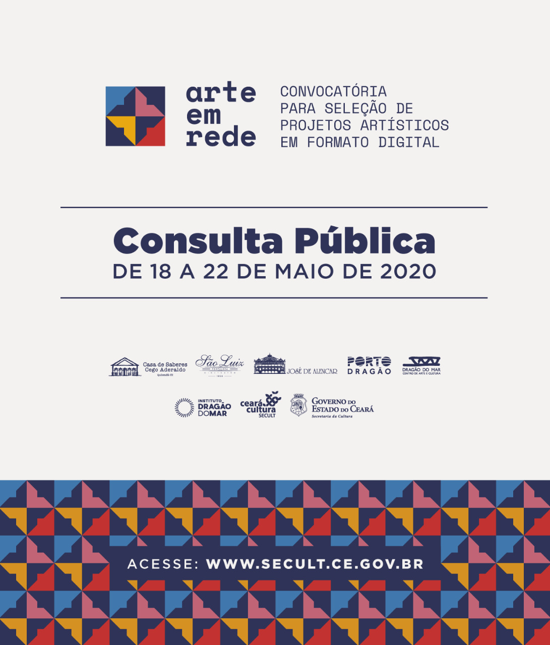 Secult e Rede de Equipamentos lançam o “Arte em Rede”, convocatória para seleção de projetos em formato digital