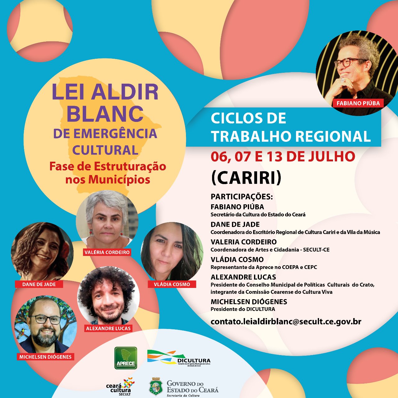 Secult realiza Ciclos de Trabalho Regionais sobre Lei Aldir Blanc, com início nesta segunda, 6/7