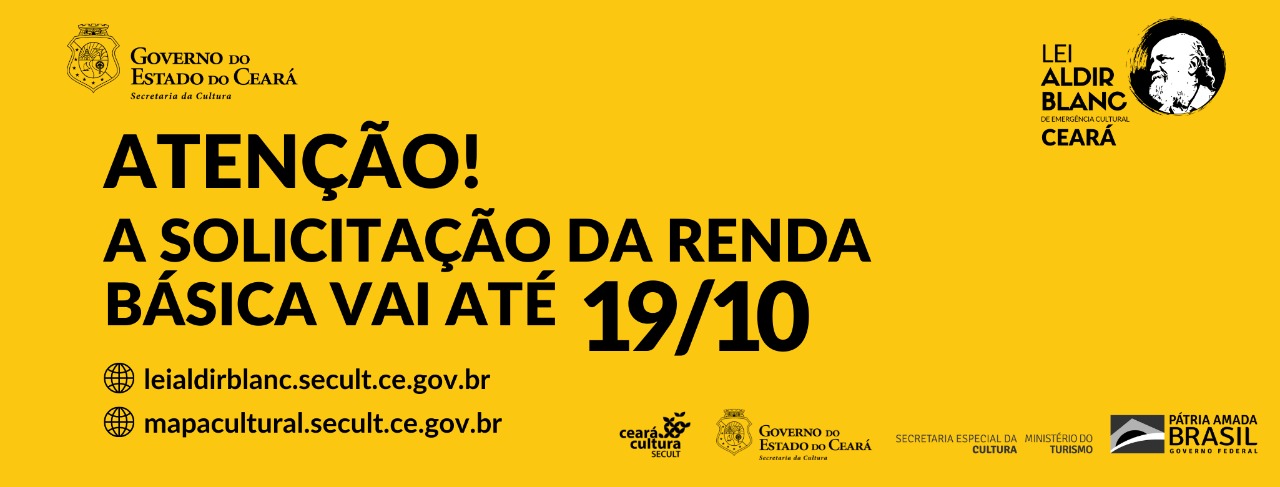 Lei Aldir Blanc no Ceará: solicitação de renda básica aos trabalhadores da cultura segue até 19/10