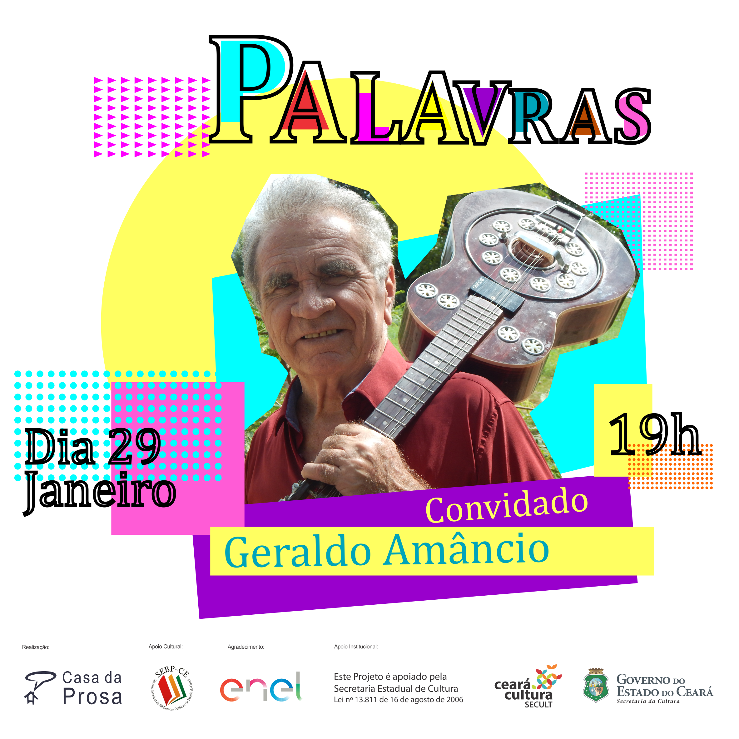 Cantador Geraldo Amâncio faz abertura do Projeto Palavras em Live para todo o Ceará