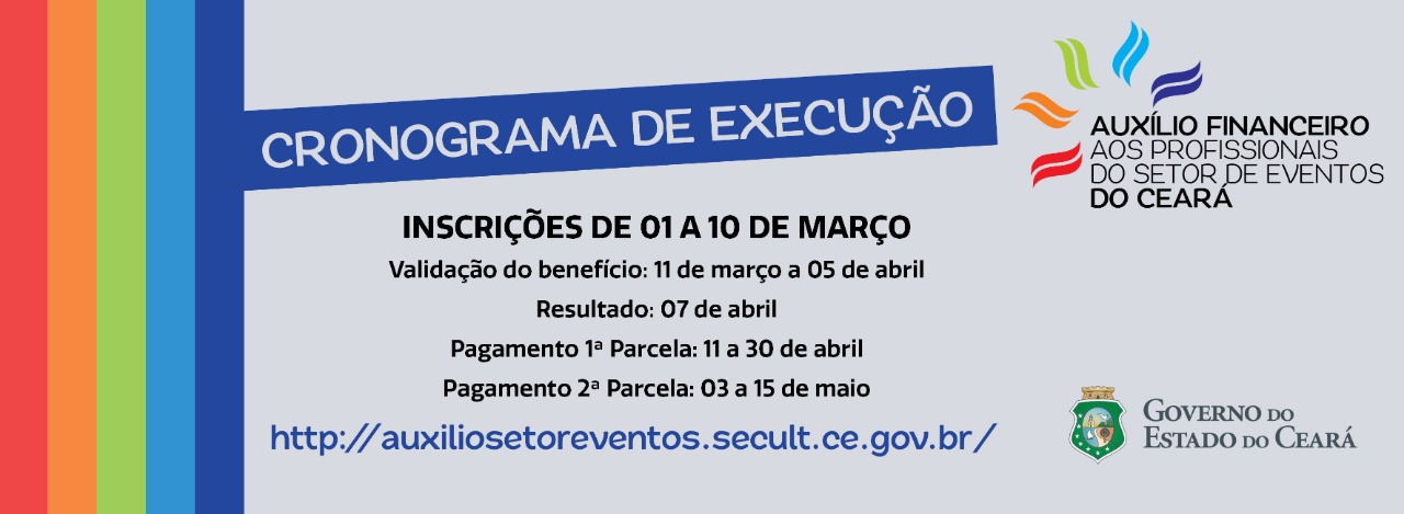 Governo do Estado abre Cadastro para solicitação de auxílio financeiro para os profissionais do Setor de Eventos do Ceará com  início na segunda, 1ª de março
