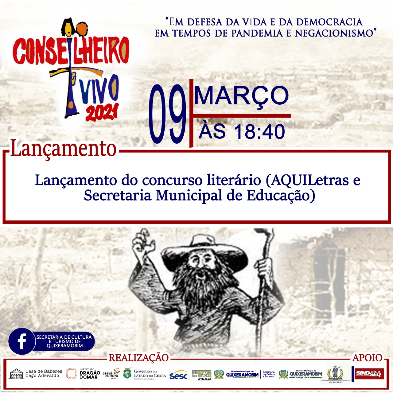 Conselheiro Vivo 2021: Quixeramobim celebra Conselheiro com evento virtual