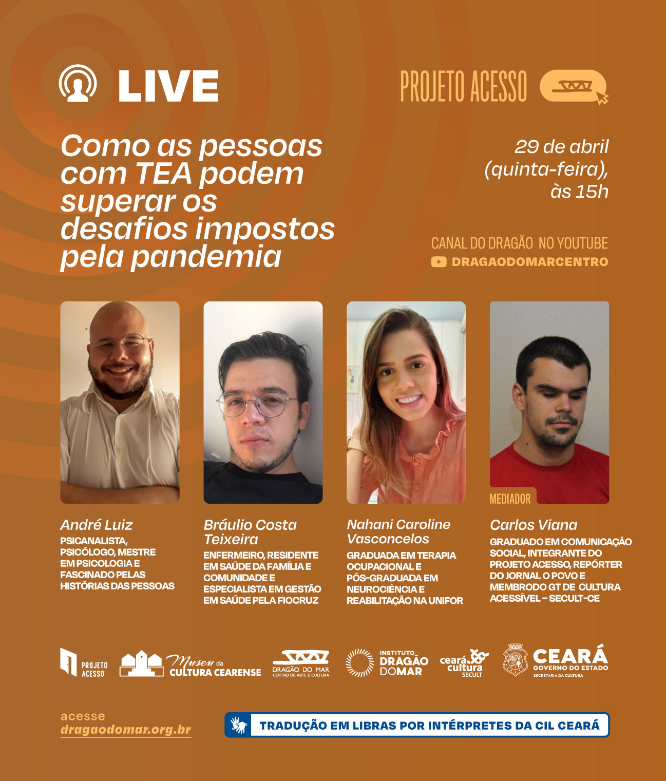 Museu da Cultura Cearense promove discussão sobre os desafios impostos pela pandemia a pessoas com espectro de autismo, nesta quinta-feira (29)