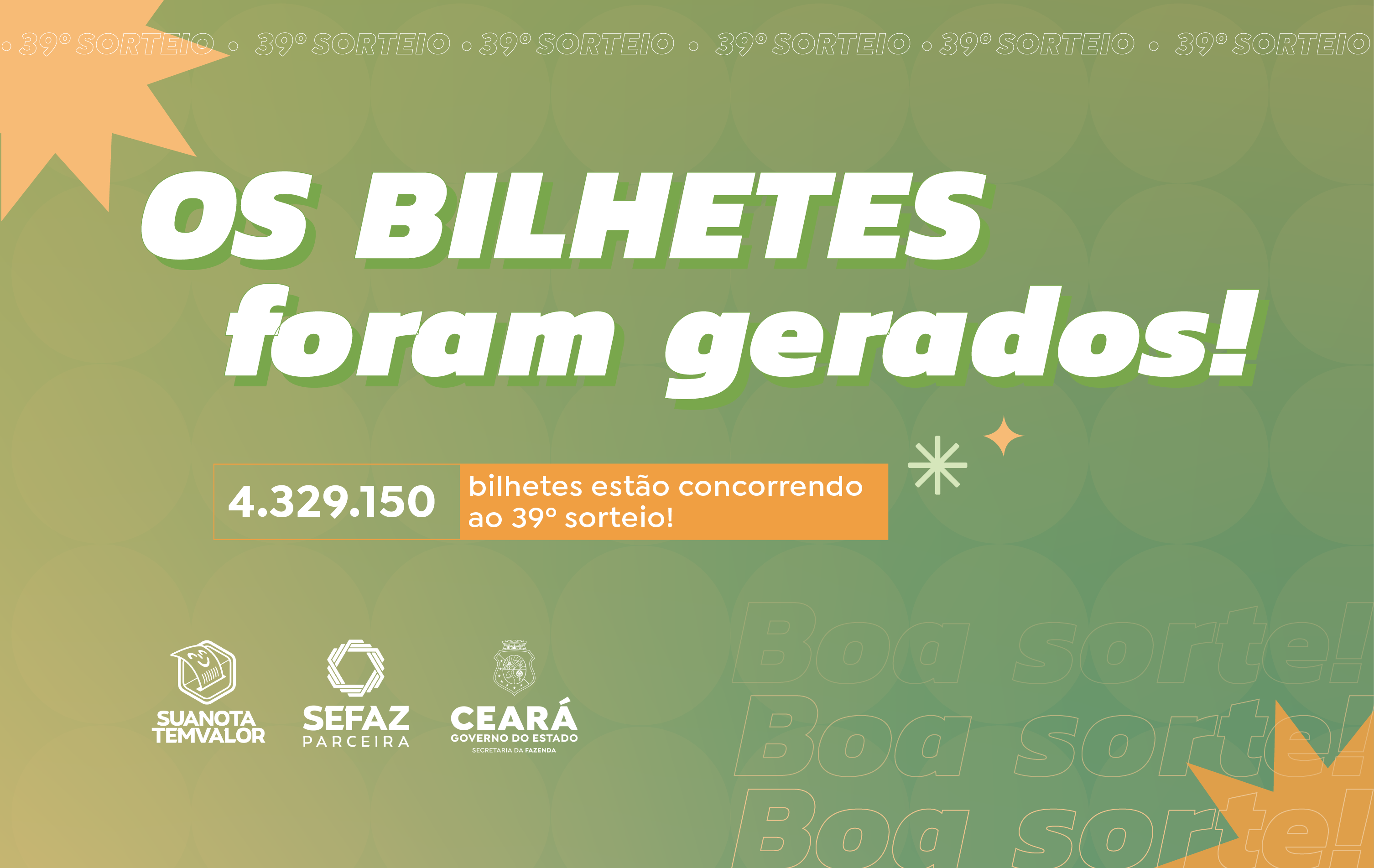 Foram gerados os bilhetes que participarão do 39º sorteio do programa Sua Nota Tem Valor
