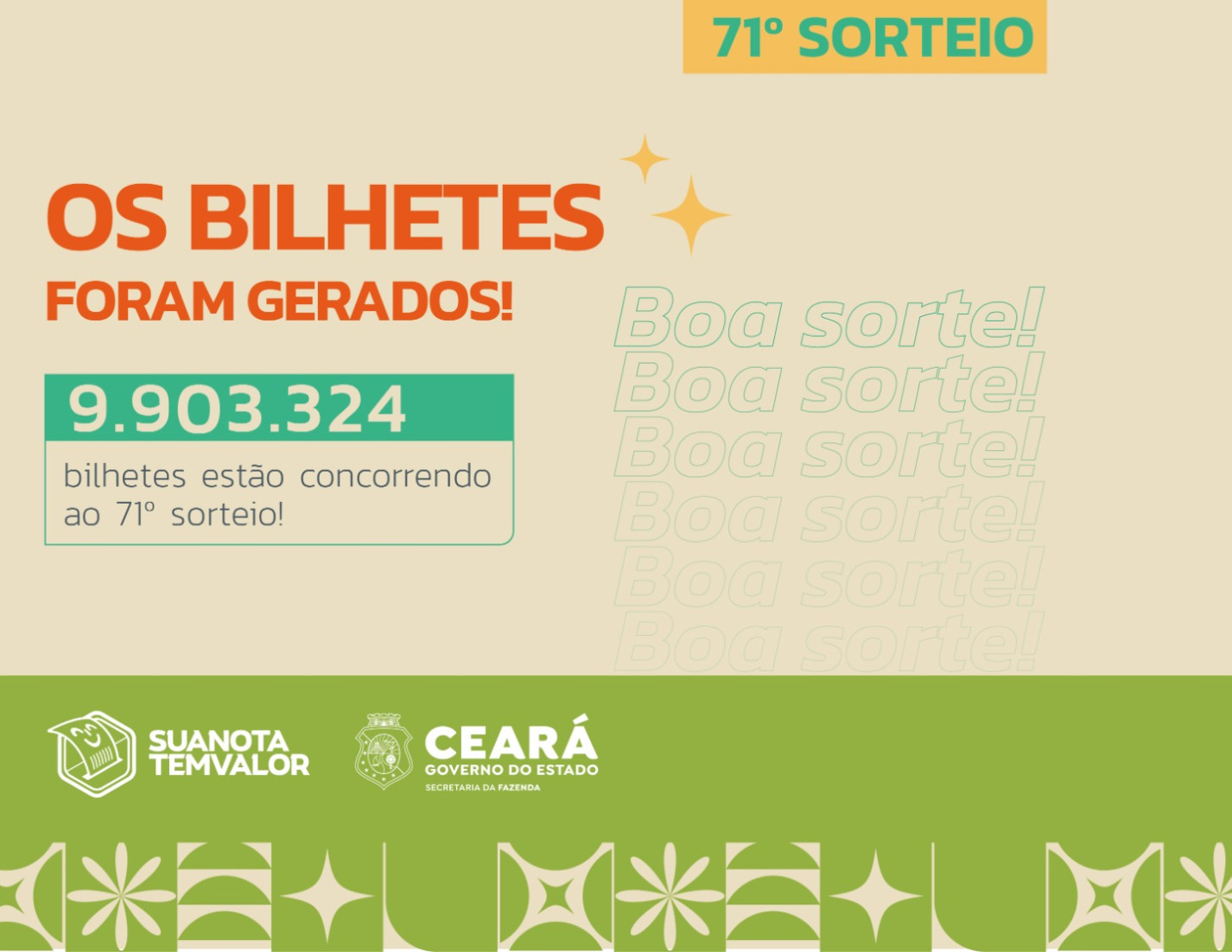 71º sorteio Sua Nota Tem Valor: quase 10 milhões de bilhetes concorrerão aos prêmios