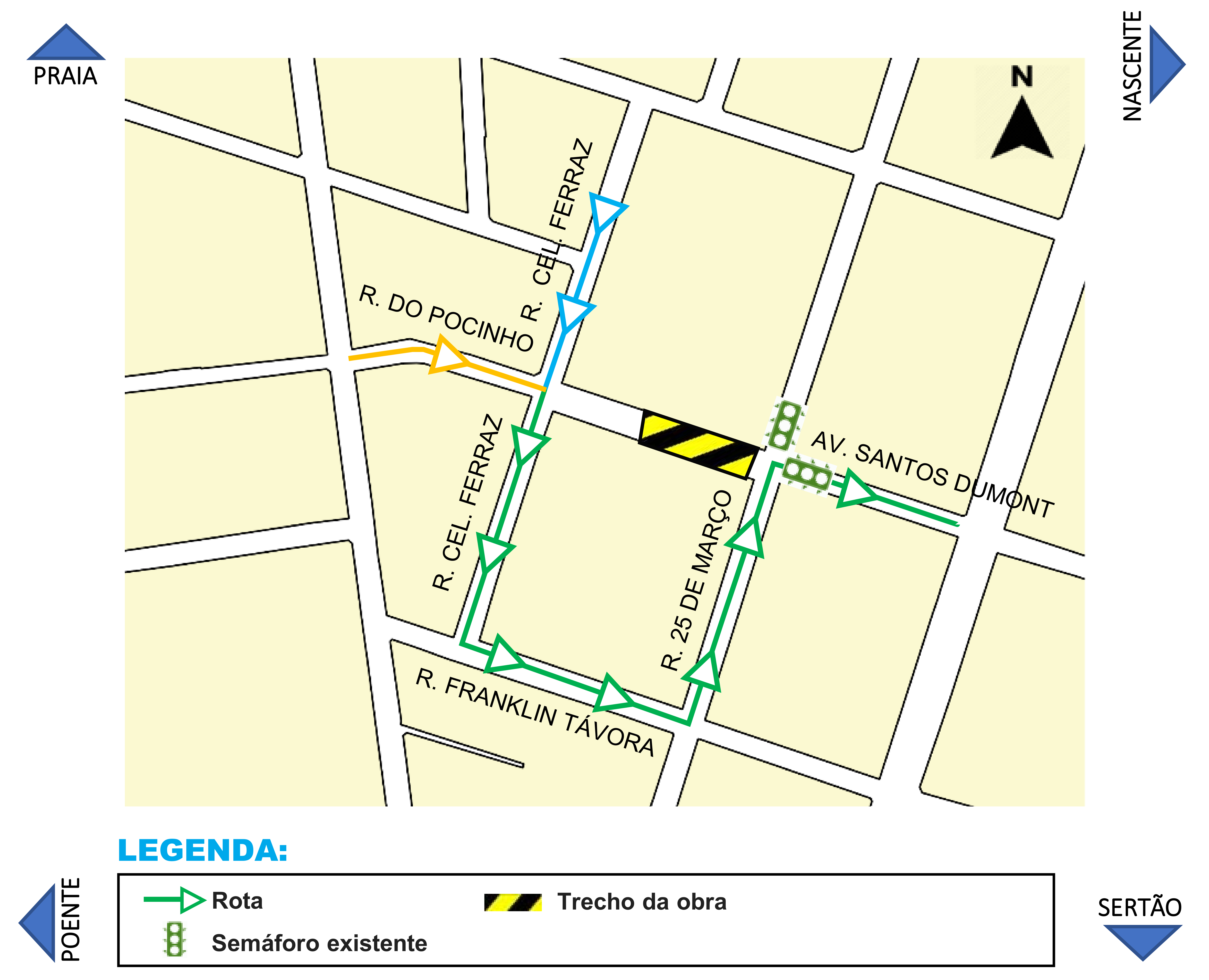 Trecho da Av. Santos Dumont será interditado neste sábado para avanço das obras da Linha Leste