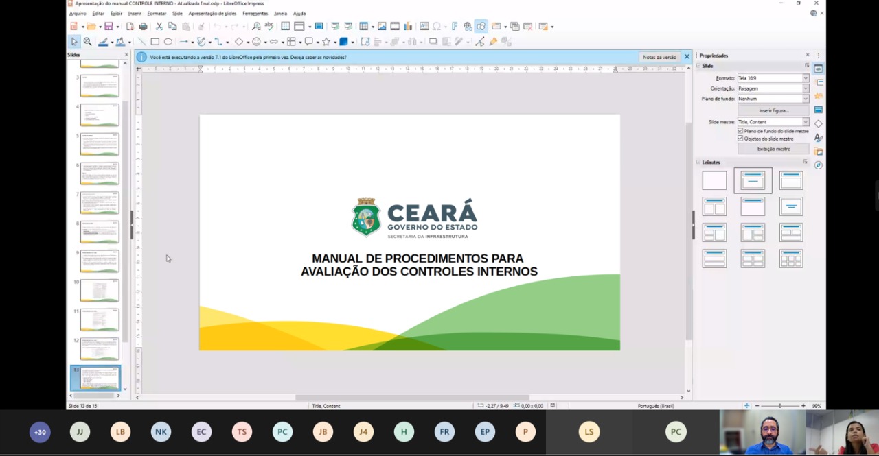Manual de Controle Interno da Seinfra é apresentado à CGE e a outros órgãos do Estado