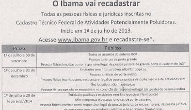 Semace informa prazos para o recadastramento no Cadastro Técnico Federal de atividades poluidoras