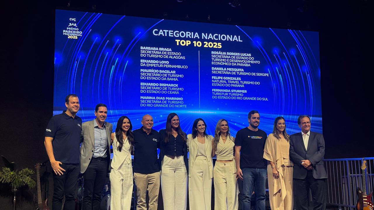 Ceará é reconhecido entre os Top 10 Destinos nacionais da CVC e recebe Troféu Parceiro Preferencial