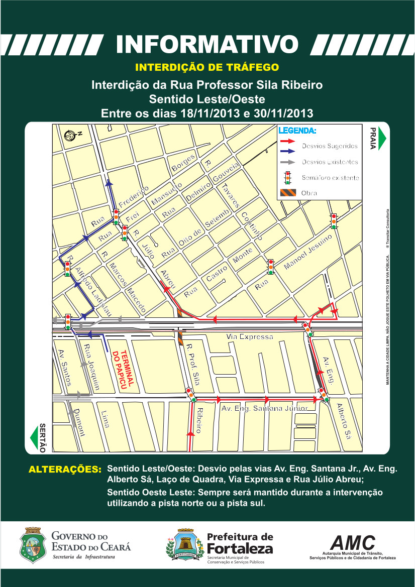 Continuação da Avenida Dom Luís será interditada para viabilizar obras do VLT