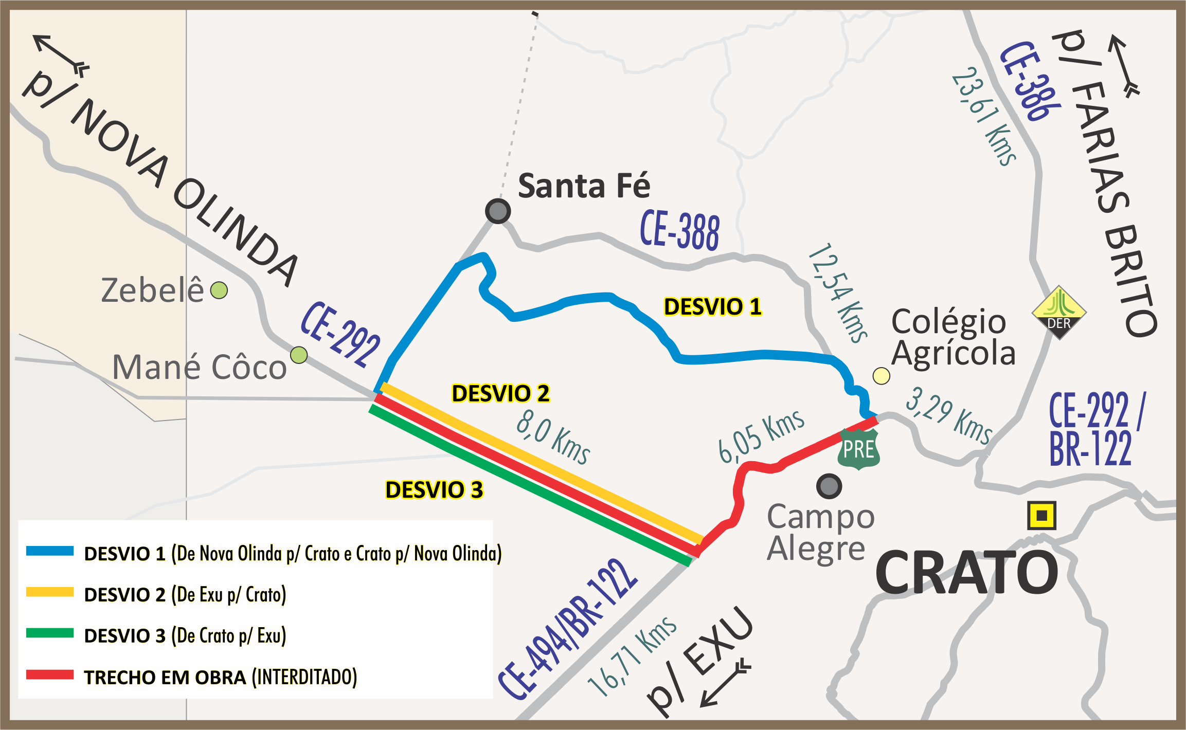 Rodovia que liga Crato a Nova Olinda será interditada a partir quinta-feira (17)