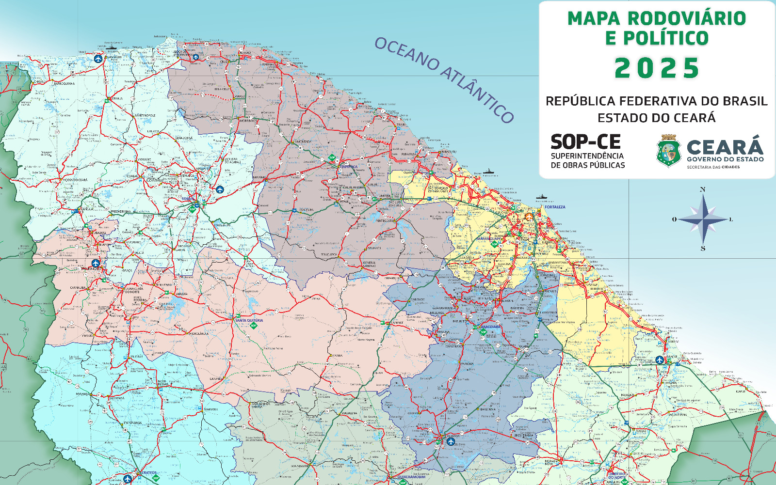 SOP divulga edição 2025 do Mapa Rodoviário do Ceará