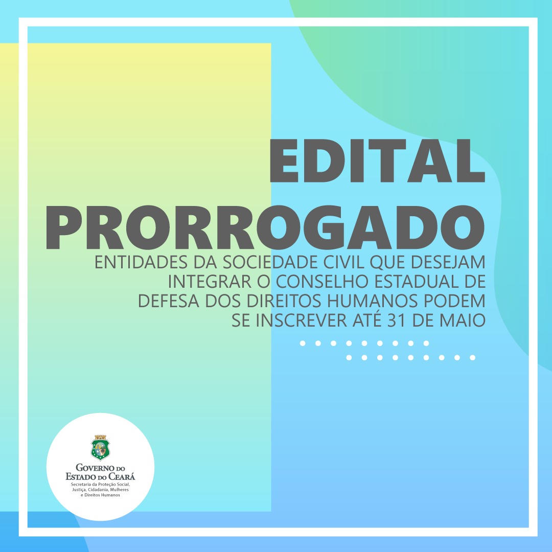 Entidades que desejam integrar o CEDDH podem se inscrever até 31 de maio