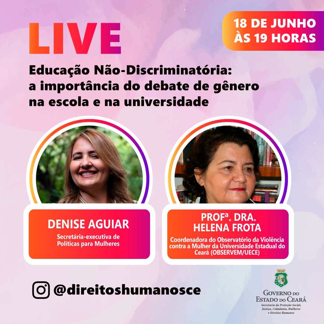 Debate de gênero na escola é tema da próxima live da SPS