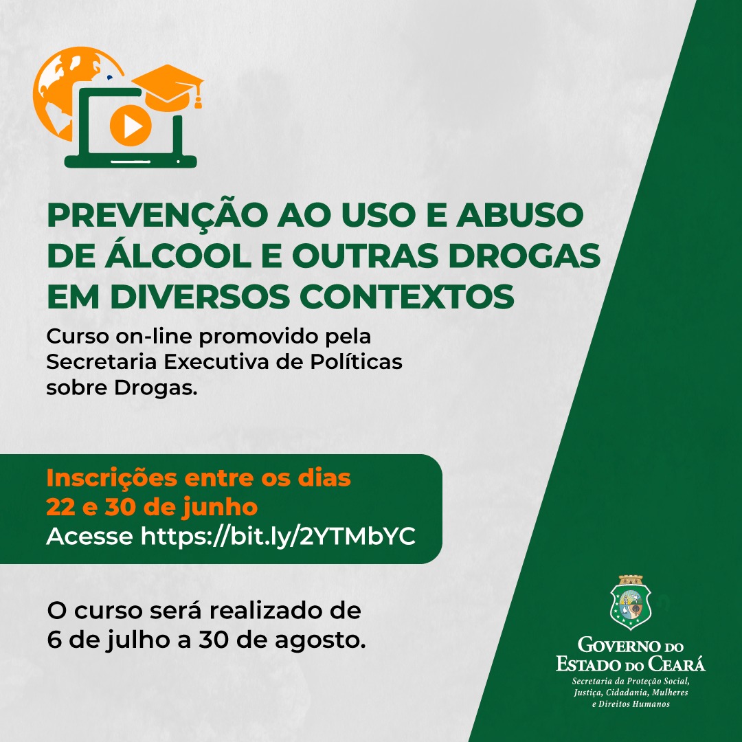 SPS abre inscrições de curso sobre prevenção ao consumo de álcool e outras drogas