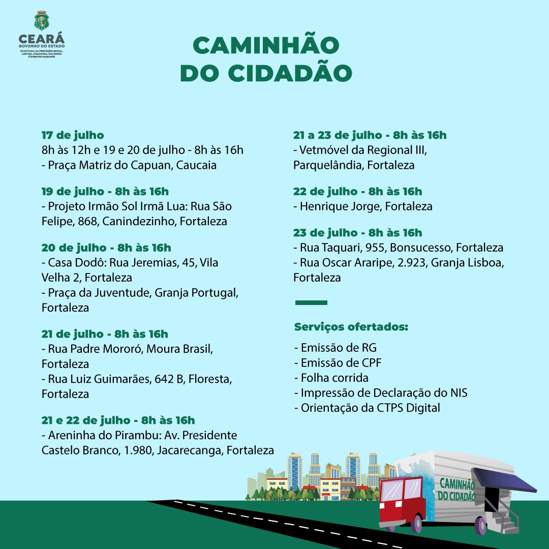 Caminhão do Cidadão atende mais 11 comunidades de Fortaleza e Caucaia