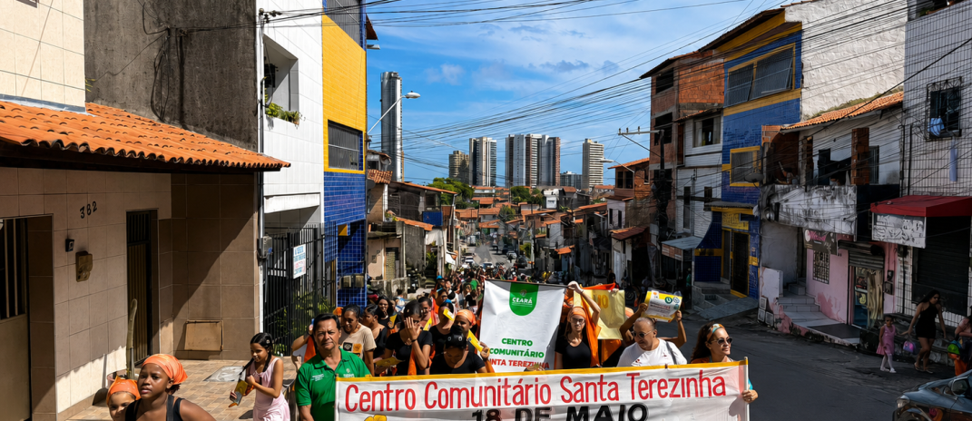 Caminhada do Maio Laranja mobiliza comunidade do Serviluz no combate à violência sexual contra crianças e adolescentes