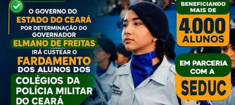 Governo do Ceará garantirá fardamento escolar para alunos dos colégios da Polícia Militar
