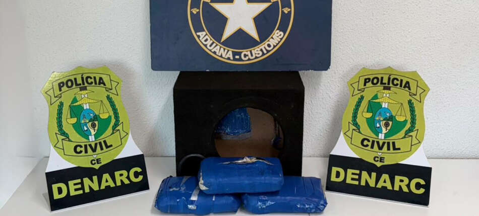 Ação conjunta entre PCCE e Receita Federal resulta na apreensão de 4 kg de skunk escondidos em caixa de som