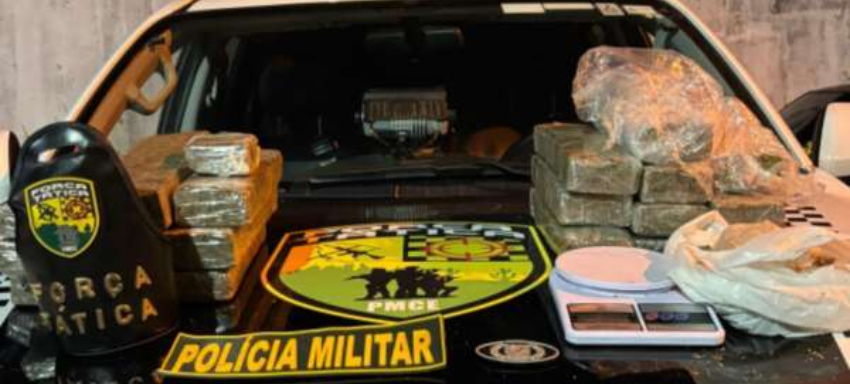 PMCE apreende 20 kg de maconha e prende suspeito de tráfico em Pacatuba