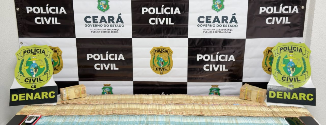 Em Fortaleza, dupla suspeita de tráfico de drogas e lavagem de dinheiro é presa pela PCCE em posse de R$ 184 mil em espécie