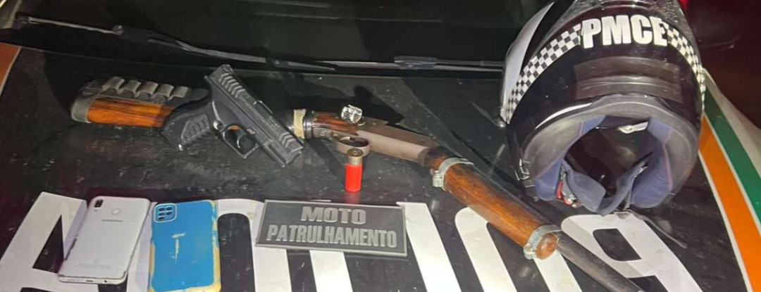 PMCE apreende arma de fogo, recupera caminhão com carga roubada e prende dois suspeitos em Fortaleza