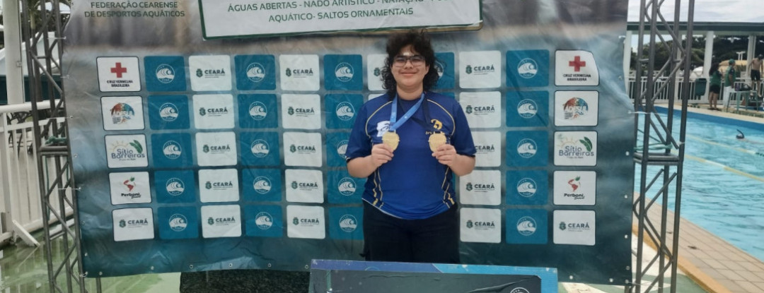 Aluna do Colégio dos Bombeiros vence duas provas na supercopa cearense de natação