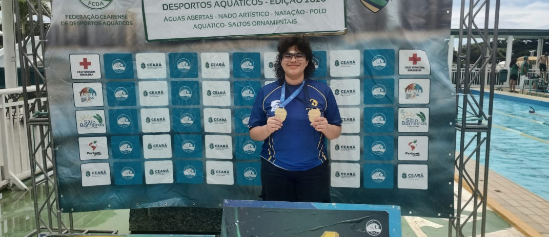Aluna do Colégio dos Bombeiros vence duas provas na supercopa cearense de natação