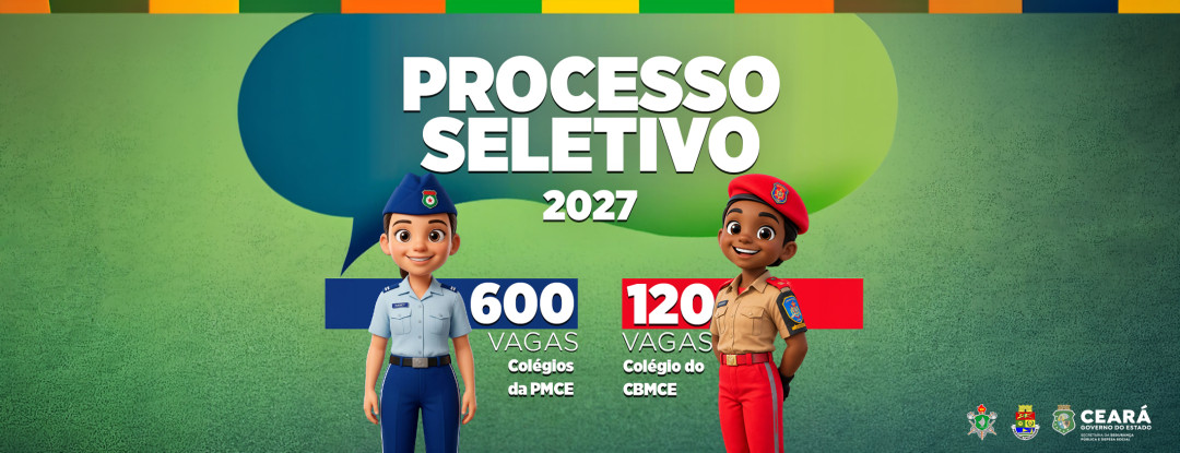 Colégios da Polícia Militar e do Corpo de Bombeiros estão com inscrições abertas para seleção de novos alunos 