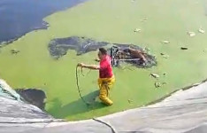 Corpo de Bombeiros resgata quatro cães que estavam presos em reservatório na cidade de Maracanaú