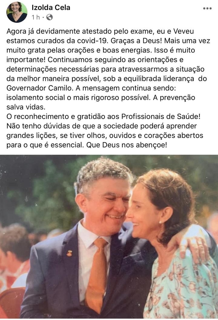 Vice-governadora do Ceará está curada da Covid-19