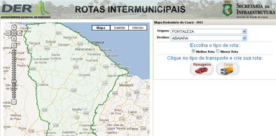 Aplicativo do DER mostra distância entre as cidades do Ceará