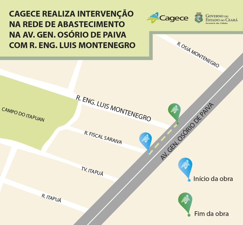 Cagece realiza intervenção na rede de abastecimento na avenida Osório de Paiva