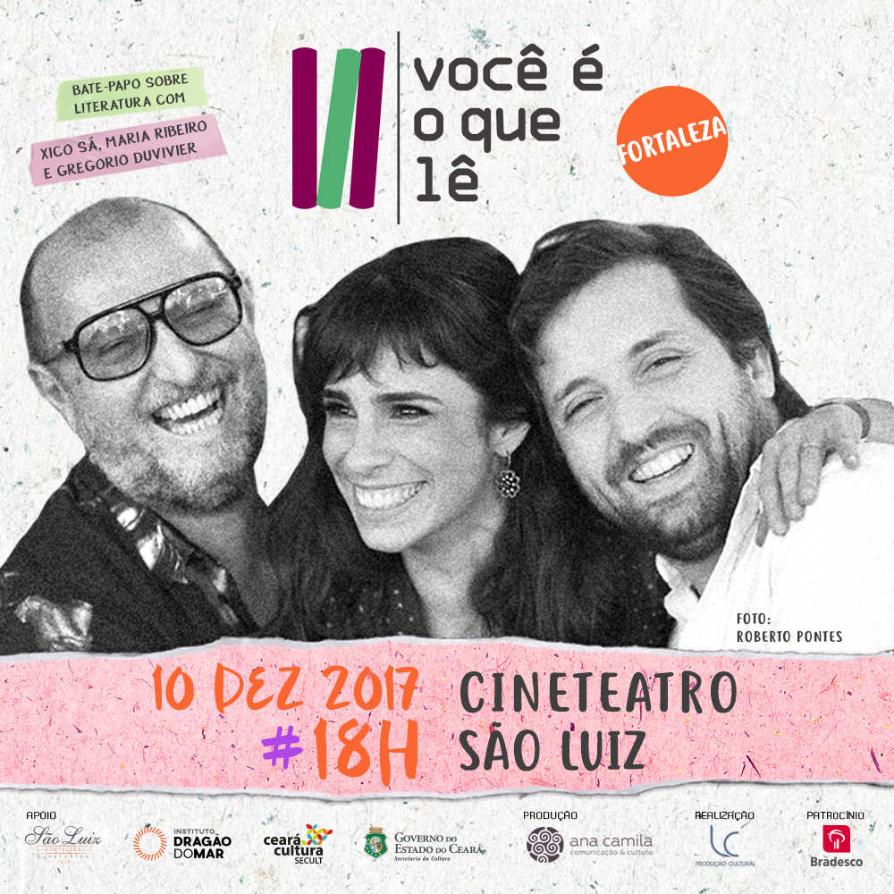 “Você é o que lê” apresenta Maria Ribeiro, Xico Sá e Gregorio Duvivier em bate-papo sobre literatura